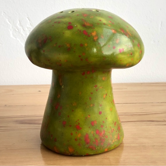 Vintage 70s speckled ceramic large mushroom shaker - Picture 6 of 13